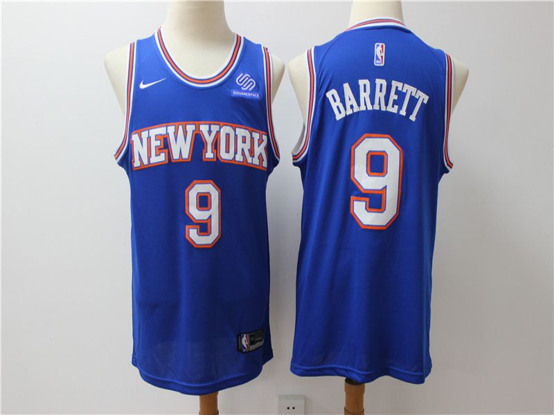Men New York Knicks 9 Barrett Blue Game Nike NBA Jerseys